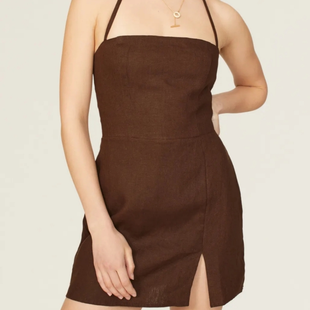 Reformation Chocolate Strapless Dress